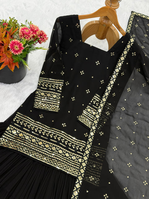 New Beautiful Pure Heavy Georgette With Embroidery Sequence Work dress