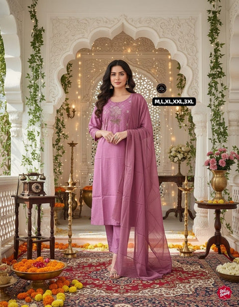 New kurta set with Cotton Pant & Malmal Dupatta with tier pattern
