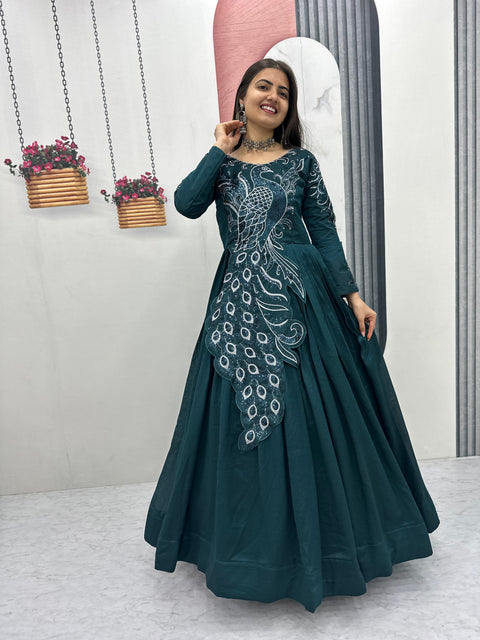 New Heavy Embrodery Sequence Work  Embroidered Gown