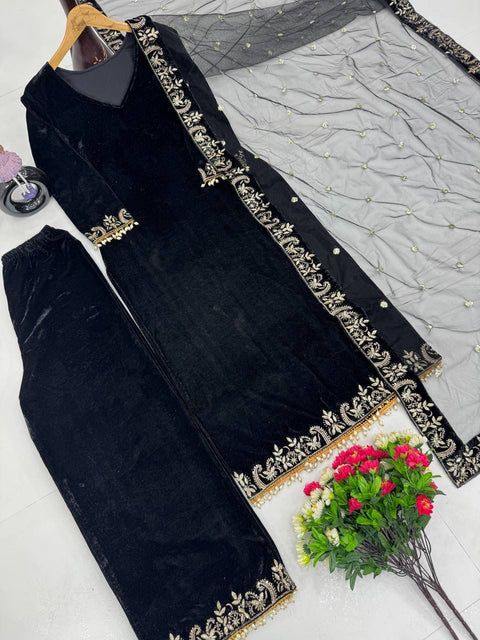 New DESIGNER WEAR  VELVET TOP WITH PLAZZO