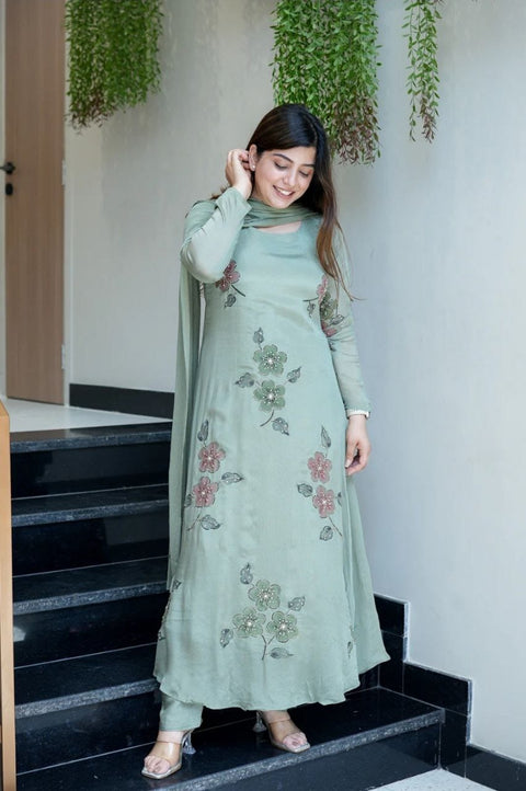 New Party Wear Look Top , Pent, Duppata 3PIECE SUIT