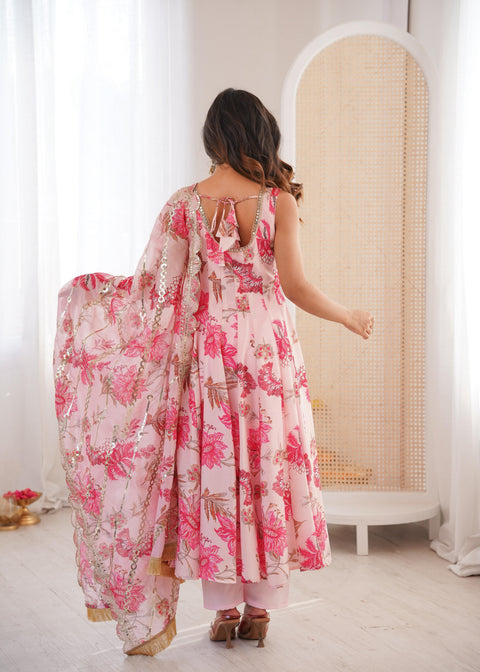 NEW FLORAL PRINT STRAIGHT KALI CUT ANARKALI SUIT