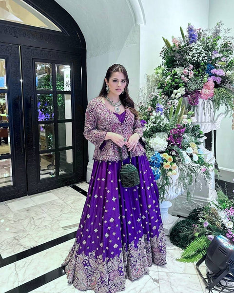 NEW DESIGNER GOWN WITH KOTI SET IN BEAUTIFUL THREAD EMBROIDERY WORK