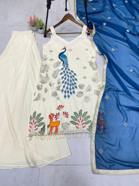 New Premium Heavy Embroidered  Work Nesral france crap SilkCotton Inner Kurti