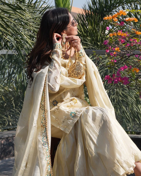 New Soft Chinon  Heavy Embroidery beads and sequence work Dress