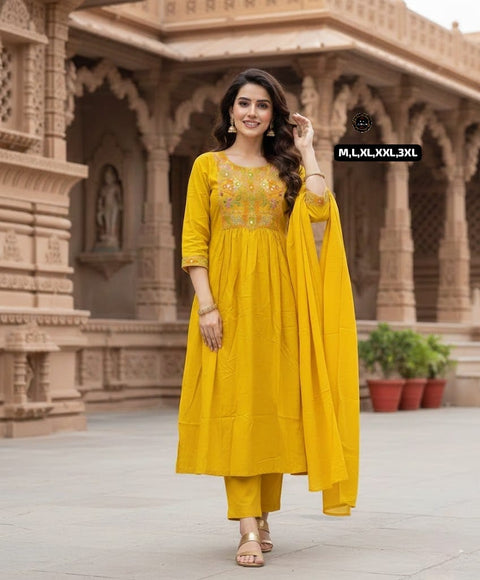 New kurta set with Cotton Pant & Malmal Dupatta with tier pattern