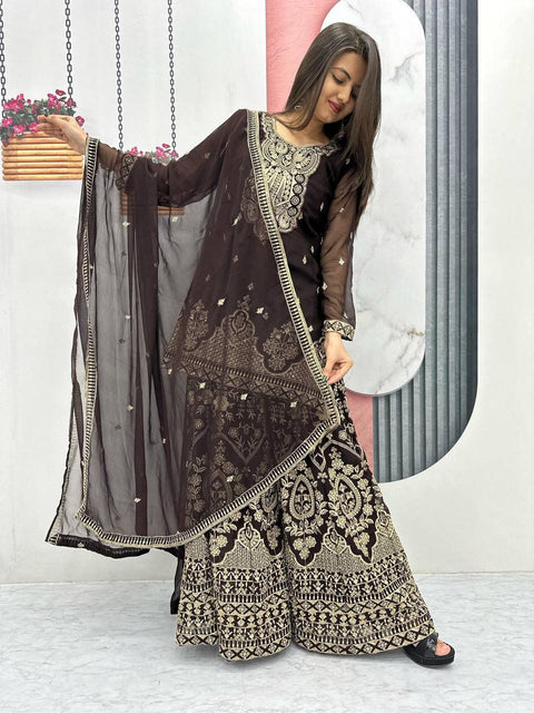 New Designer Party Wear Top Plazzo & Dupatta Set