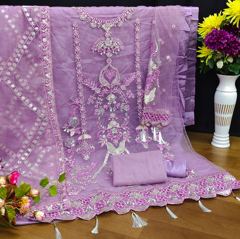 New Pakistani Design Net With Sequence Embroidery Work Dress