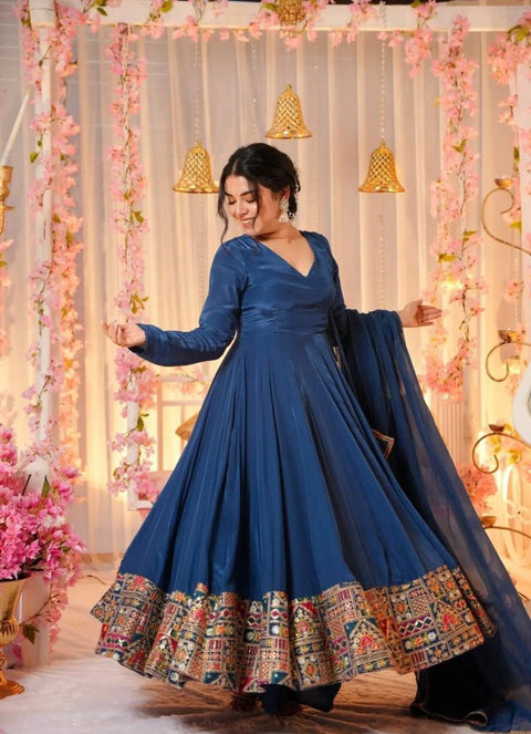 New woman Angrakha style anarkali kurta with dupatta suit