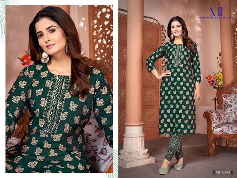 New Premium Royal Silk export quality With Handwork and Cotton Inner Stiched kurti with pant