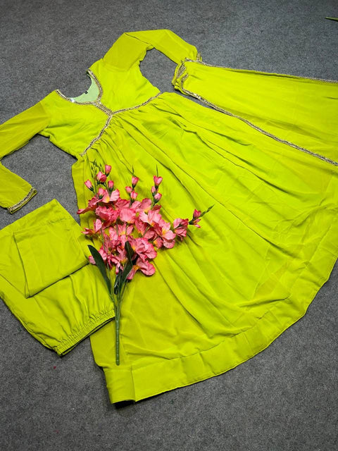 New Premium Attractive Party Wear gorget with Original Mirror Gown