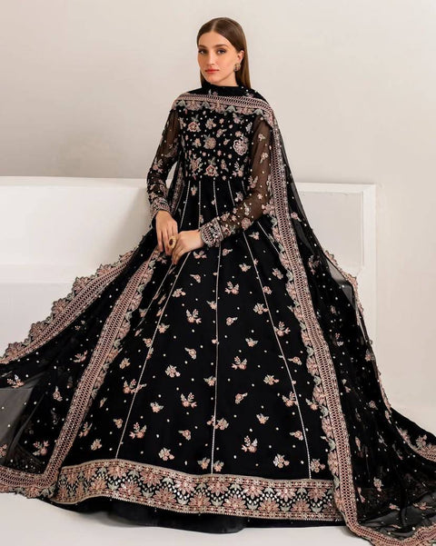 NEW SPECIAL DESIGNER SEQUINS & ZARI EMBROIDERED ANARKALI GOWN WITH SHARARA