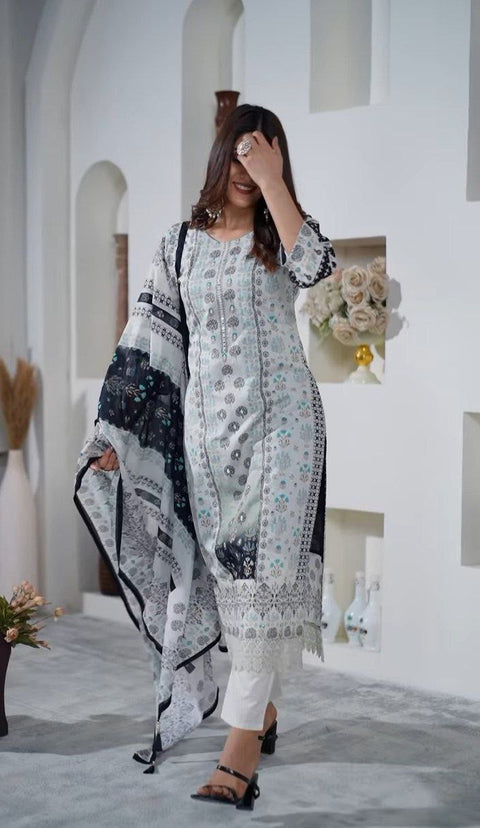 New Premium digital prints Georgette Dupttapair kurti Suit Set