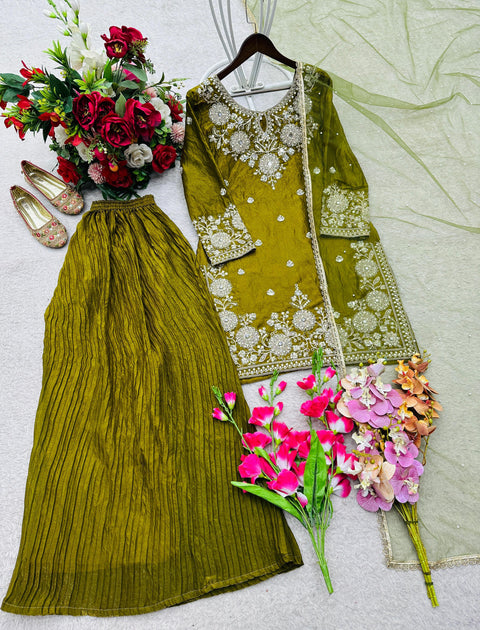 New Fully Stitched Ready To Wear TOP&PLAZZO&DUPTTA Set