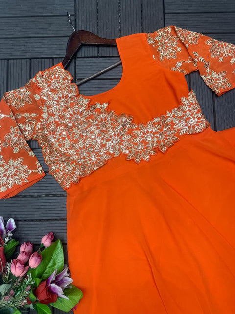 New Super Trending Embroidery cording work  gown saree