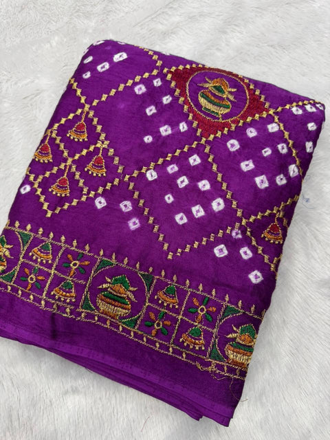 New  Silk Original Bandhani With Gota Embroidery Saree