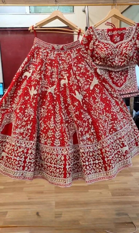 New  BRIDAL WEAR HEAVY EMBROIDERY CHINE STITCHED WITH REAL MIRROR HAND WORK LEHENGAS CHOLI