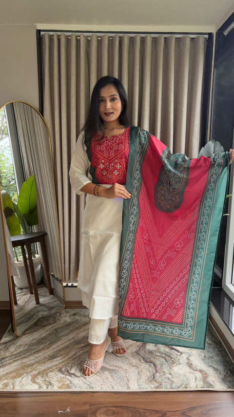 New New Heavy Mirror Work Patch Kurti Dupatta Set 3pc DRESS SET
