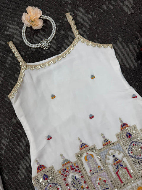 New beautiful Designer Suit on Foux Gorgette fabric With Inner and Thred & Sequnce work shara