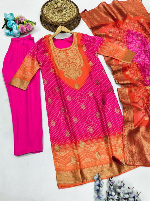 New Premium PURE CHANDERI COTTON Kurti with DUPATTA SETS