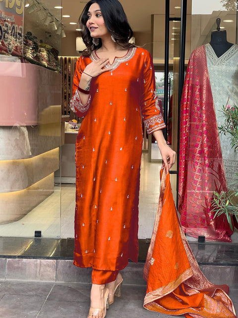 New Premium Embroidered WorkKurta Pent Dupatta Set
