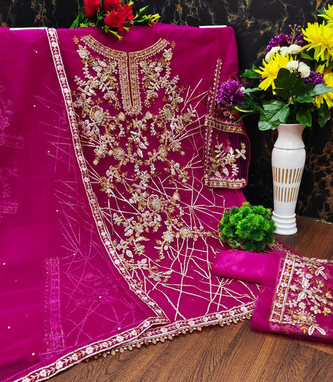 New Pakistani Design Embroidery Work With Diamond Work Dress