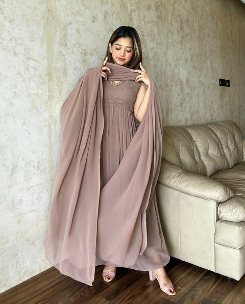NEW Launching  Designer Party Wear Heavy Faux Georgette Dress