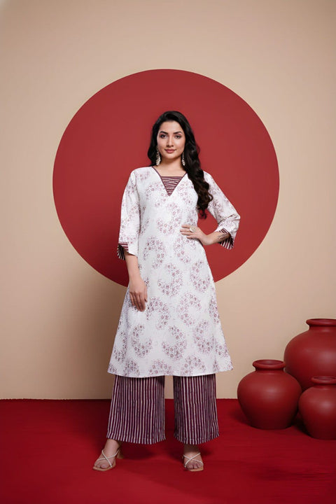 New Cotton printed a-line kurta with plazzo
