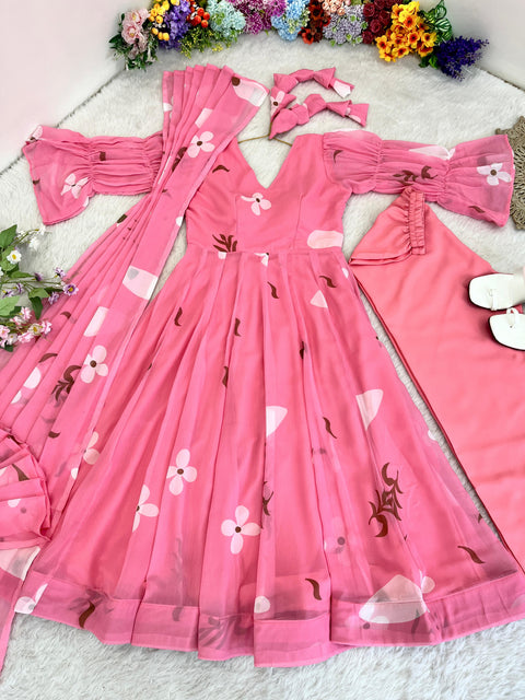 New special party Wedding  Look Fox Gerorrget  Gown With Dupatta