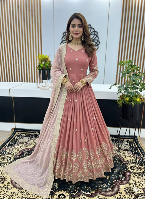 New Beautiful Elegant Embroidered Sequence Designer Anarkali Gown