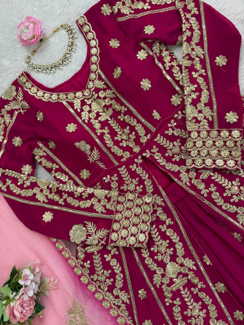 New beautiful Foux Gorgette Thread with Sequnce Soft Micro CottonLehengha
