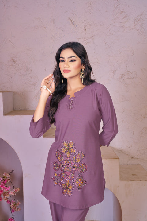 New collections Heavy RayonMulti Embroidery Thread Work Co-Ords Set