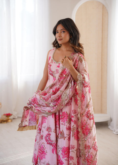 NEW FLORAL PRINT STRAIGHT KALI CUT ANARKALI SUIT