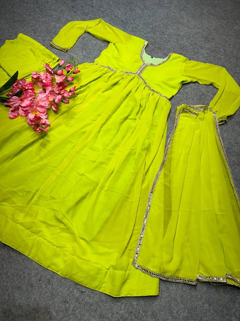 New Premium Attractive Party Wear gorget with Original Mirror Gown