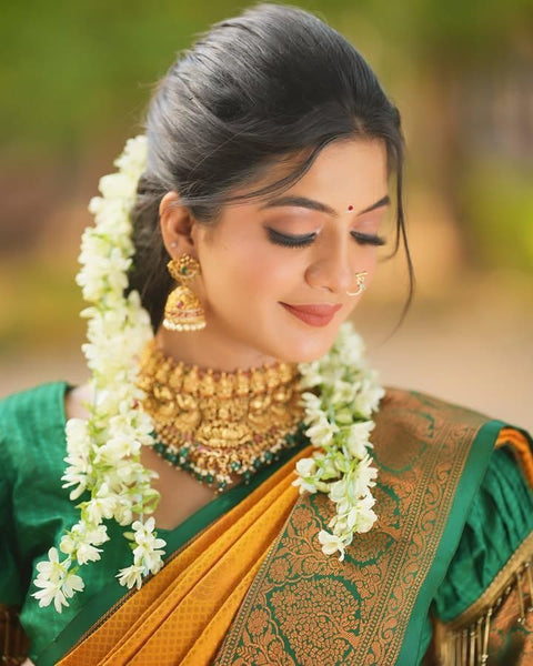 New Beautiful Art Silk Jacquard Border Saree With Unstitched Running Blouse For Women Wedding Wear Party