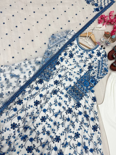 New Party Wear Look Heavy Faux Georgette Gown,Dupatta & Bottom Set
