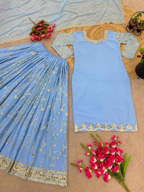 New Designer Party Wear Look Top-Plazzo and Dupatta