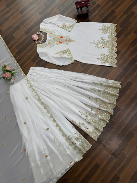 New Crafted in Classy Tones with Premium Fabric & Detailing Elegant Ethnic Wear Designer Sharara Set