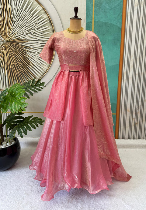 New Pongal Special Soft Space Silk Sequins Embroidery Lehenga choli