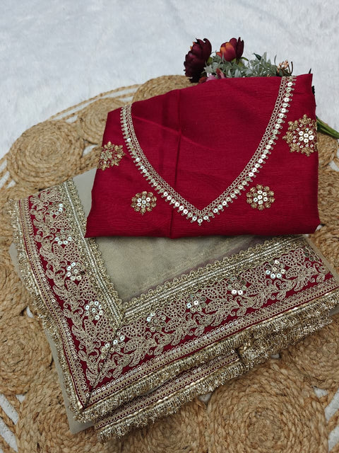 New Fancy Coding & Dual Sequence Soft Gold Twill Net saree