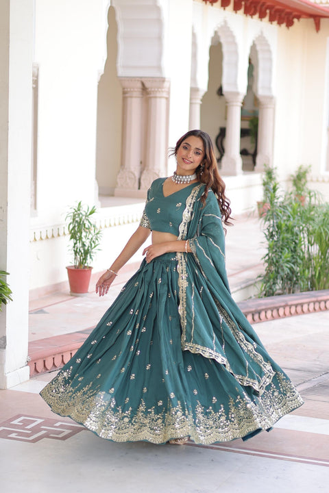 New Desirable Women's Lehenga Made With Vichitra Silk With Rich Sequins Embroidery work Blouse and Designer Embroidered work Dupatta