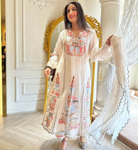 New Beautiful Heavy fox Georgette fabric Fancy moti Work Dress