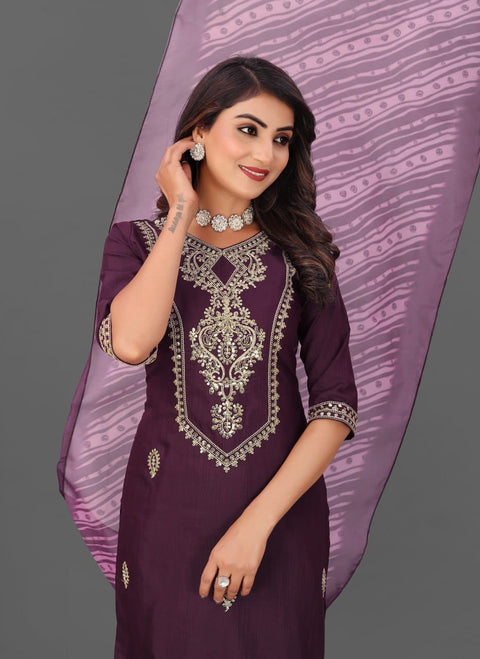 New premium Cotton Blend Fully Stiched Kurta and Pant & Dupatta Set