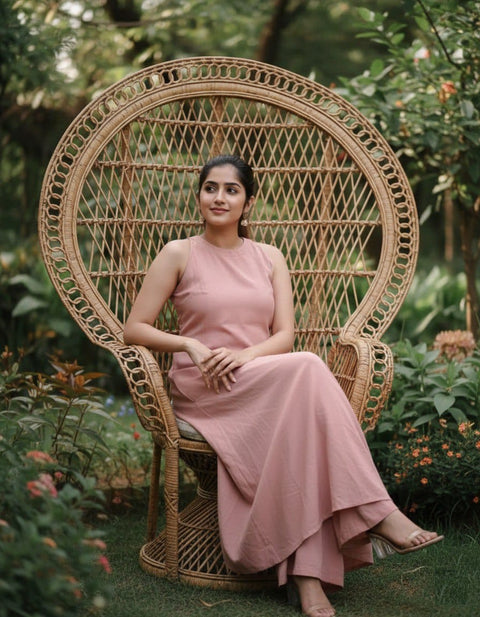 New Peach soft Cotton Solid Kurta Palazzo set