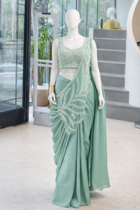 New Super Trending Embroidery Sequence work ready to wear saree