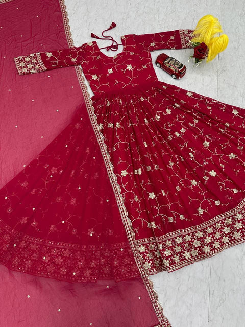 New Launching Partywear Gown & Dupatta Set