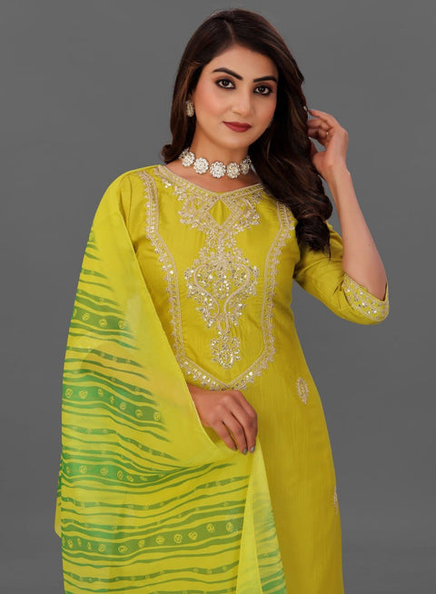 New premium Cotton Blend Fully Stiched Kurta and Pant & Dupatta Set