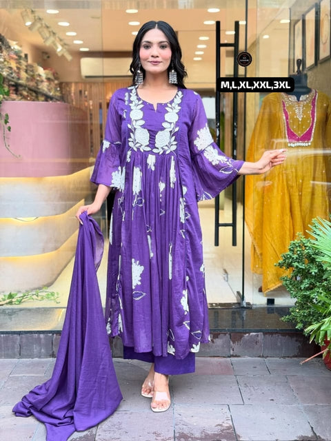 New kurta set with Cotton Pant & Malmal Dupatta with tier pattern