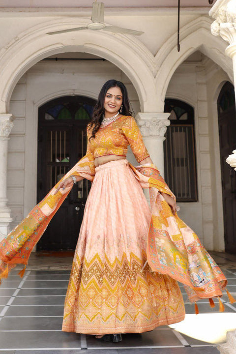 New jecard viscose viscose position print With jecard Touch Up  lehenga