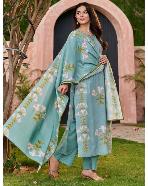 New beautifully floral printed Cotton kurta with subtle hand embroidery